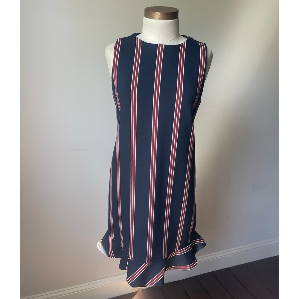 Navy Striped Sleeveless Dress